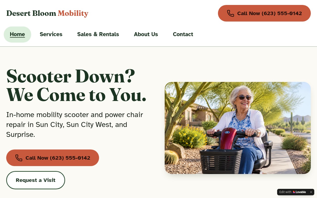 Desert Bloom Mobility website